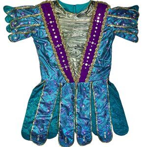 Vtg Peacock Jester Circus Mardi Gras Parade Carnival Pride Halloween Costume Men